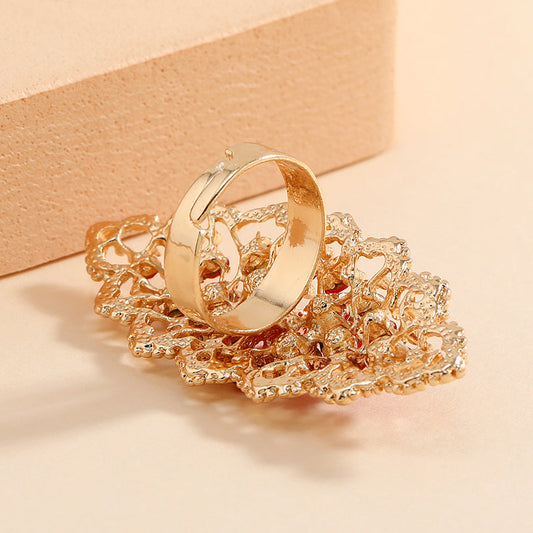 Champagne Crystal Statement adjustable Ring