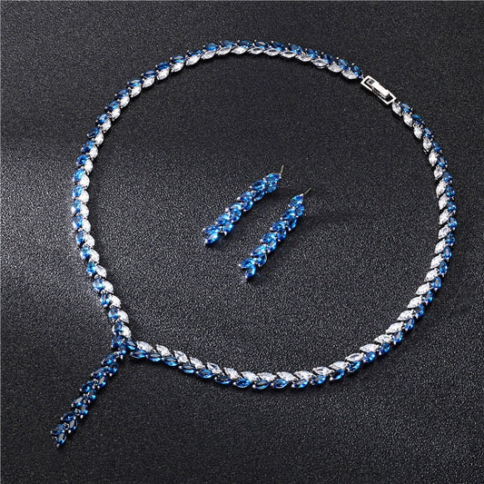 Crystal Leaf Design Jewelry Set