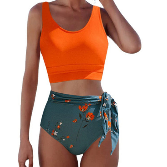 Floral Print Elizabeth Ainsley Split Bikini Swimsuit