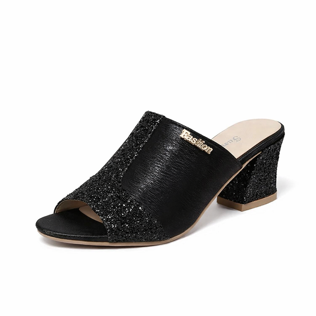 Sparkling Chunky Heel Elizabeth Ainsley Plus Sandals