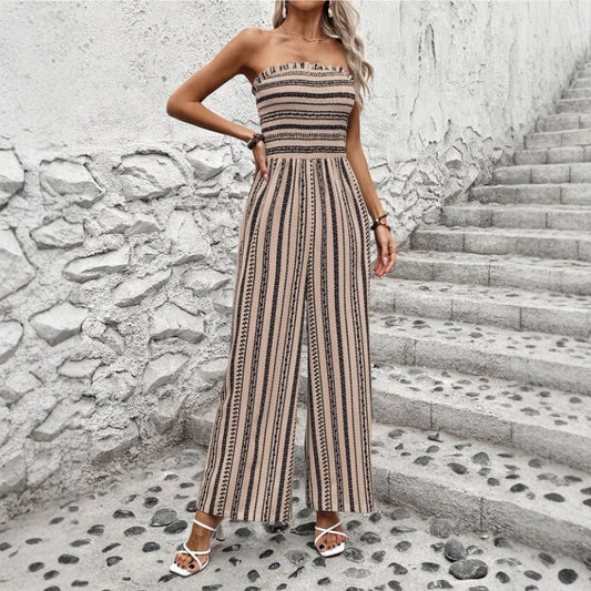 Chic Striped Elizabeth Ainsley Tube Top Jumpsuit