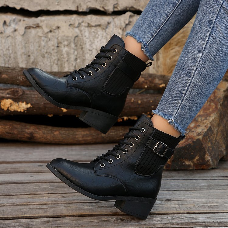 Elizabeth Ainsley Wedge Ankle Boots - Lace Up Comfort