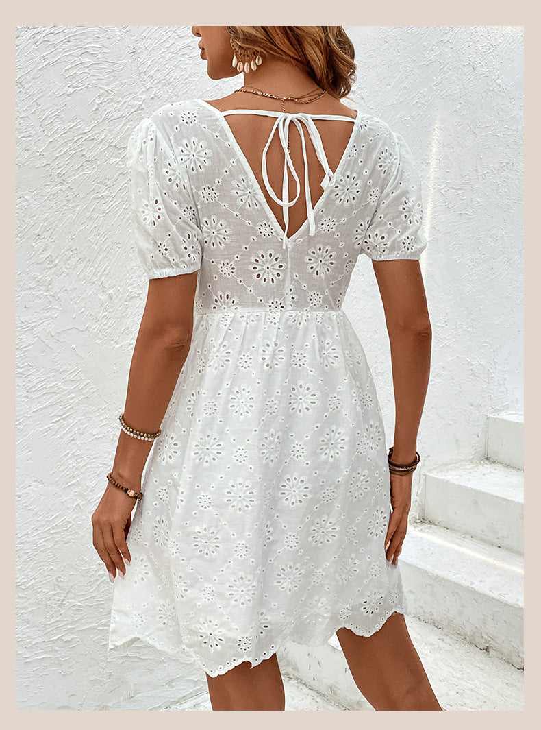 Elegant Eyelet Elizabeth Ainsley Puff Sleeve Dress