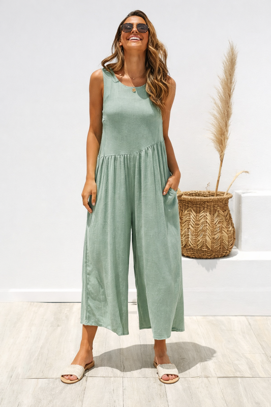 Chic Solid Color Vest Jumpsuit by Elizabeth Ainsley