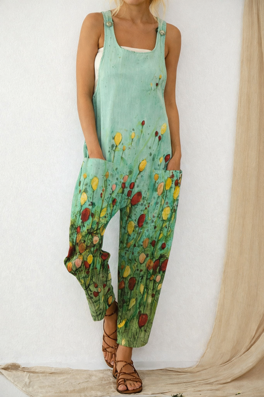 Artful Print Elizabeth Ainsley Loose Jumpsuit Trousers