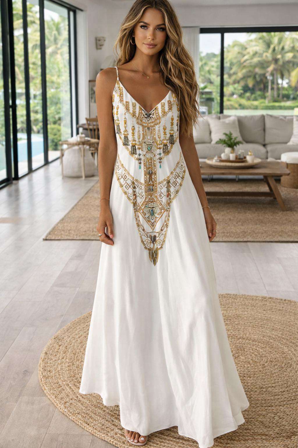 Chic Map Print Elizabeth Ainsley High Waist Maxi Dress
