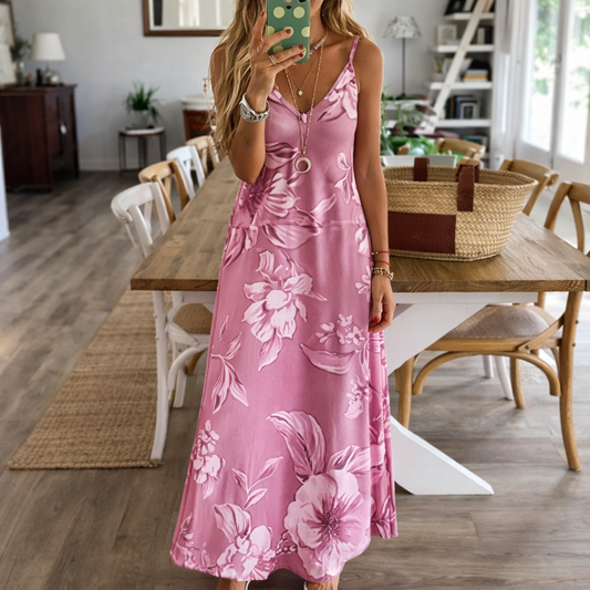 Floral Low-Cut Maxi Dress by Elizabeth Ainsley