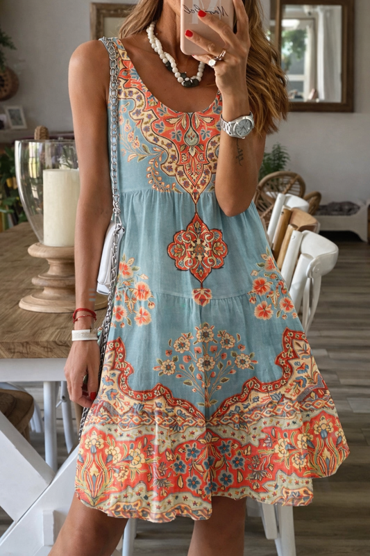 Floral Print Elizabeth Ainsley Summer Sleeveless Dress