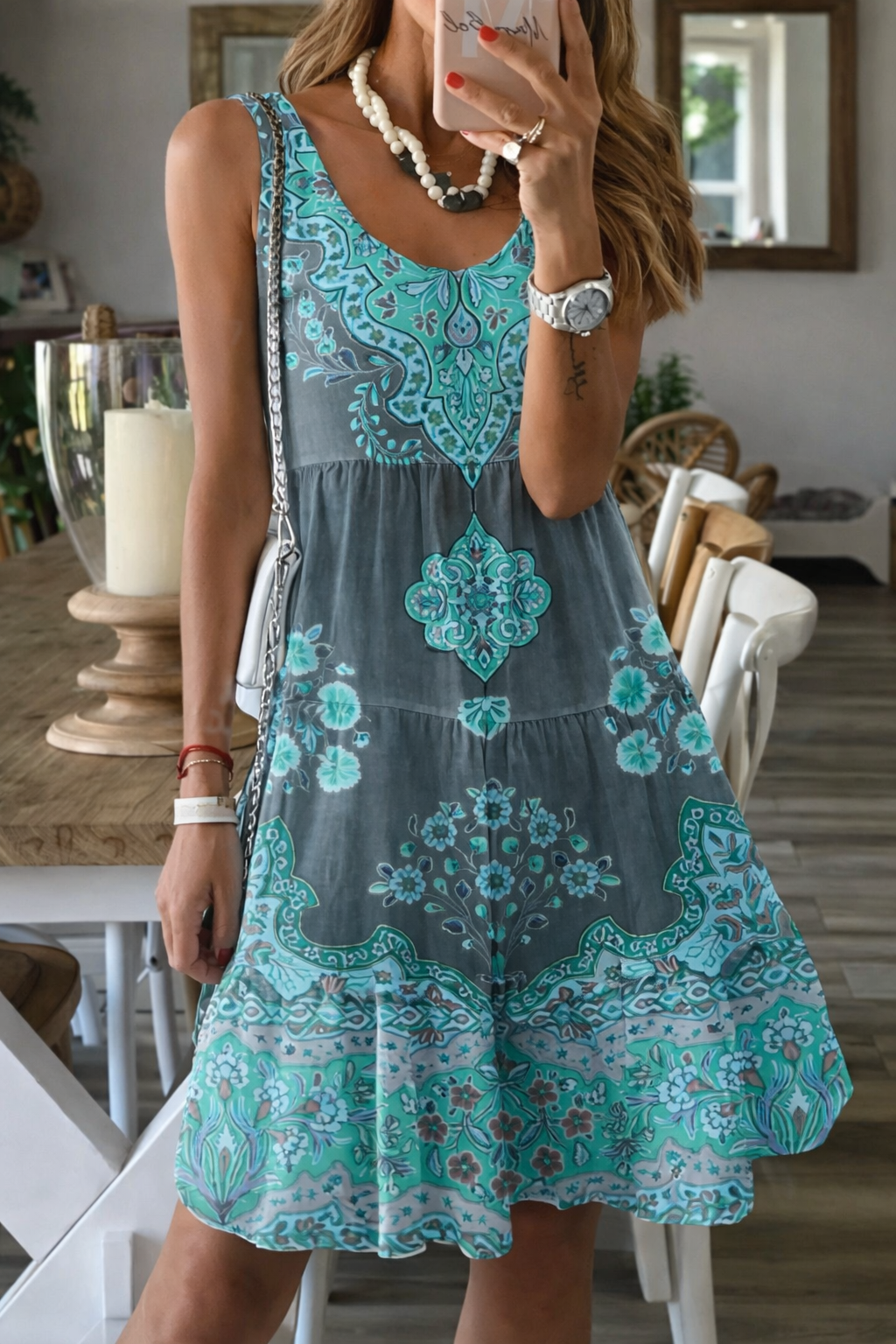 Floral Print Elizabeth Ainsley Summer Sleeveless Dress