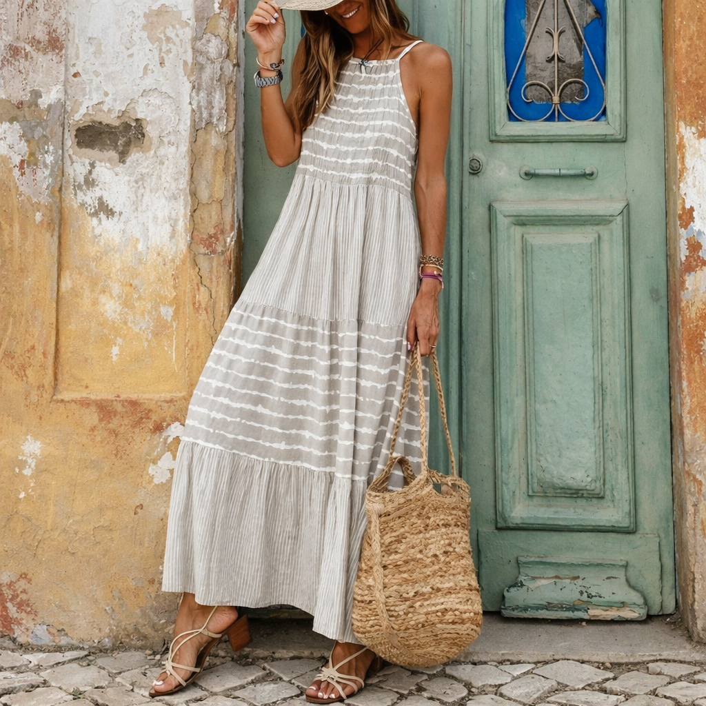 Striped Halter Maxi Dress Elizabeth Ainsley