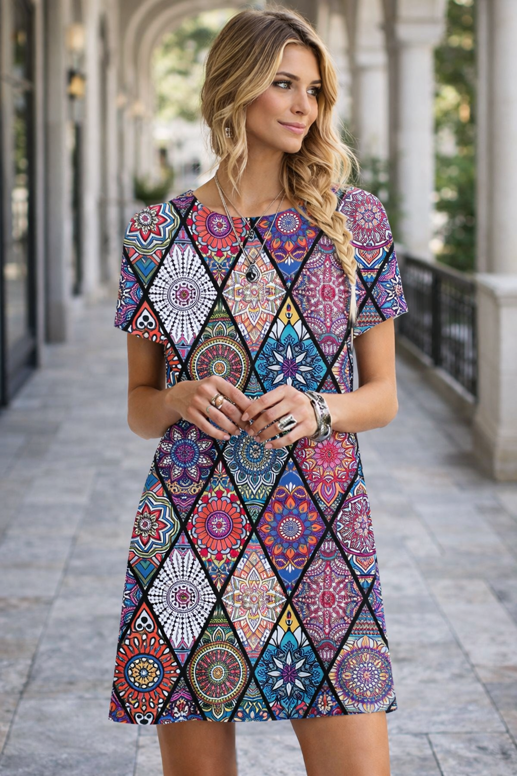 Vibrant Printed Ultra-Short Dress by Elizabeth Ainsley