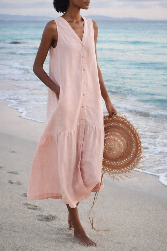 Pinterest-Inspired Elizabeth Ainsley Cotton Strap Long Dress