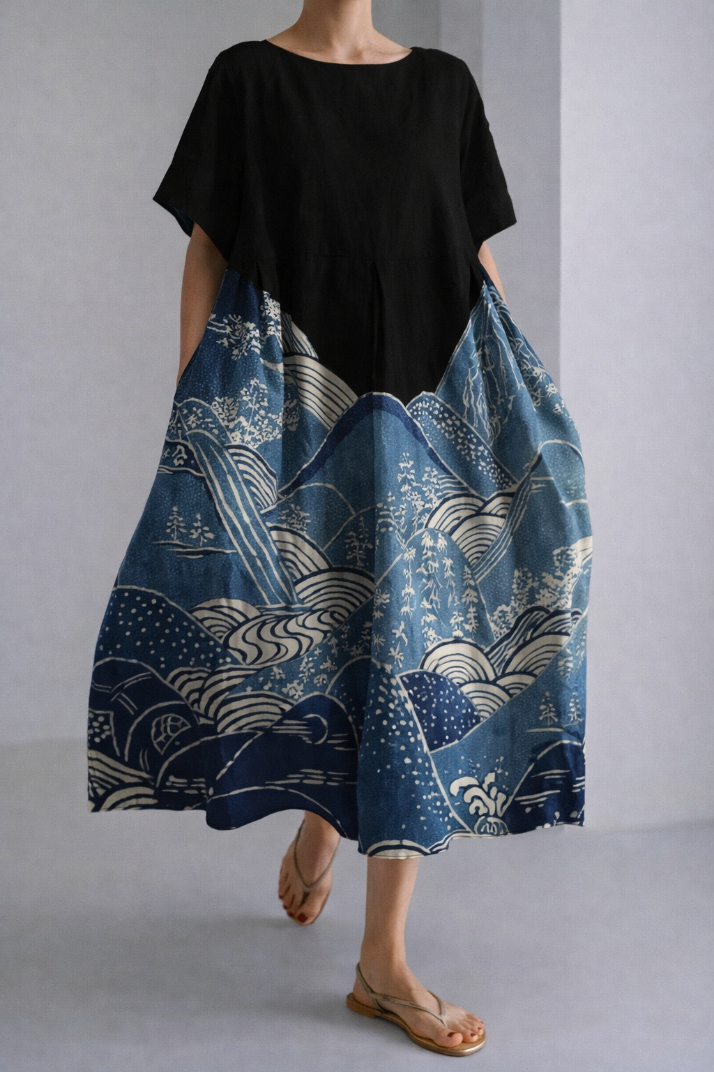 Artful Floral Elizabeth Ainsley Summer Midi Dress