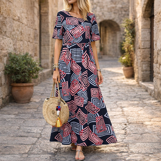 Geometric Summer Maxi Dress by Elizabeth Ainsley