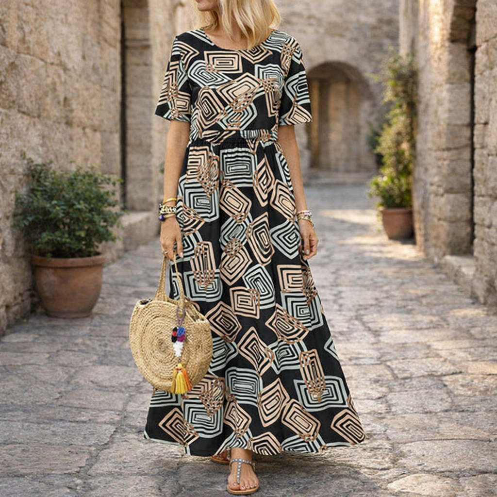 Geometric Summer Maxi Dress by Elizabeth Ainsley