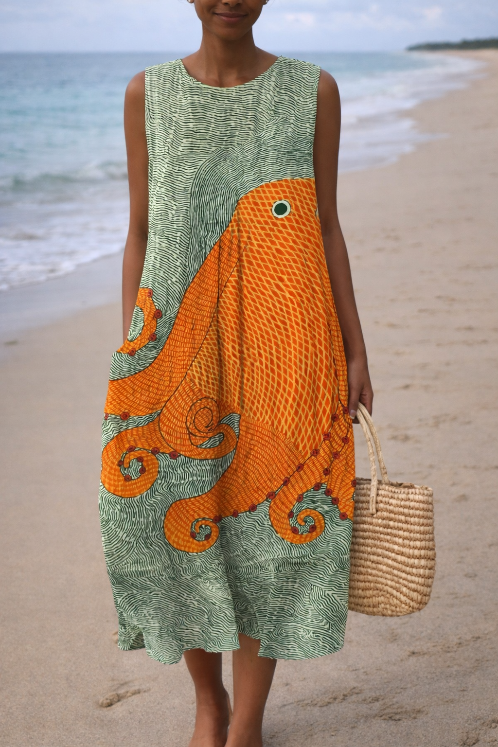 Vibrant Sleeveless Print Dress by Elizabeth Ainsley