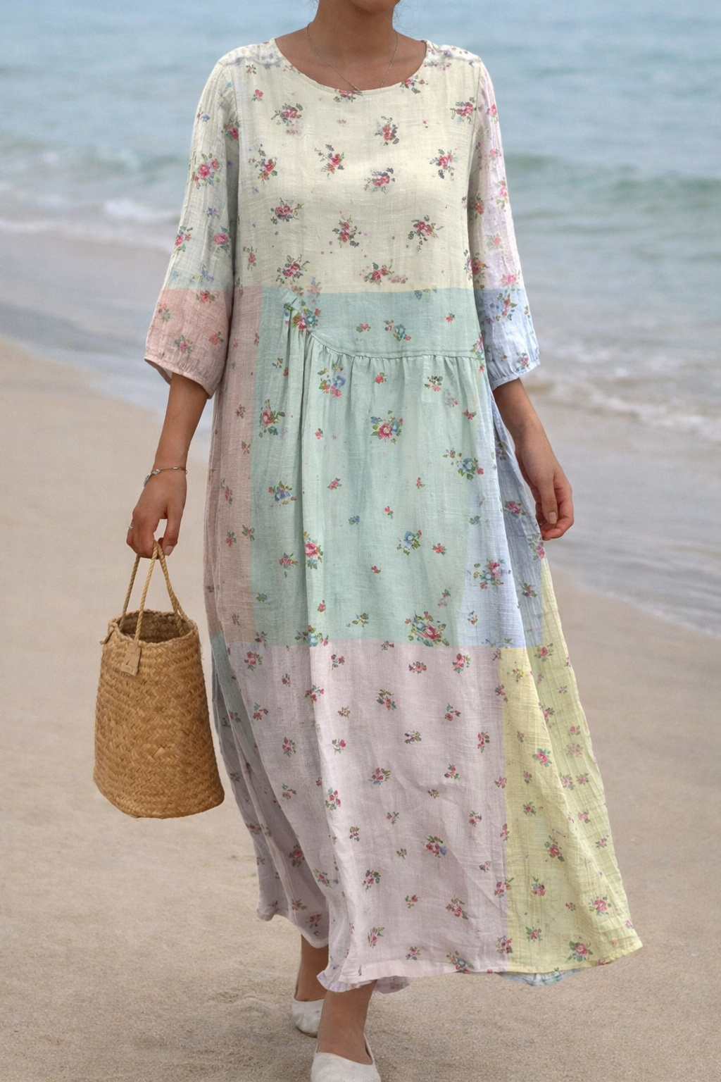 Floral Patchwork Elizabeth Ainsley Long Sleeve Dress