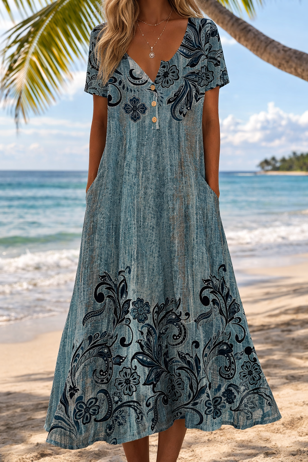 Artful 3D Print Dress by Elizabeth Ainsley, Short Sleeve