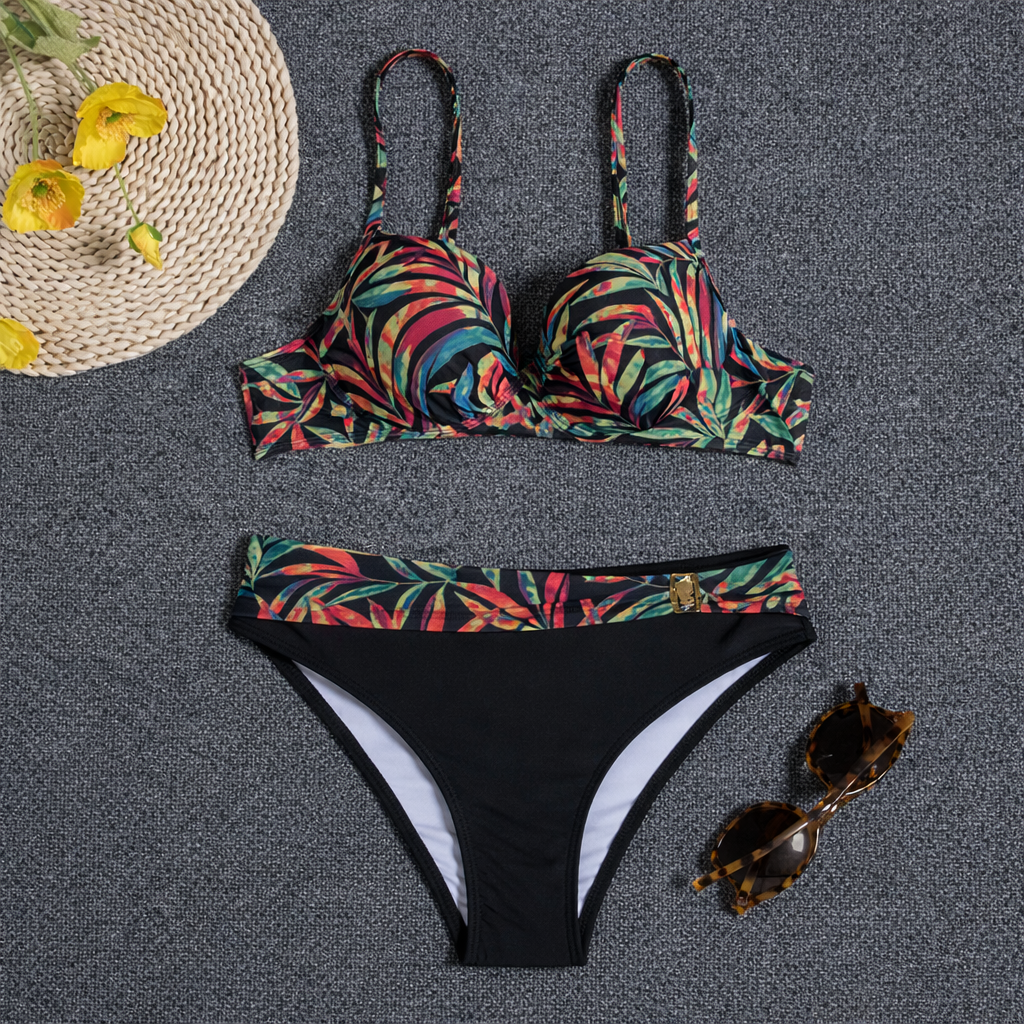 Floral Gathered Elizabeth Ainsley Backless Bikini Set