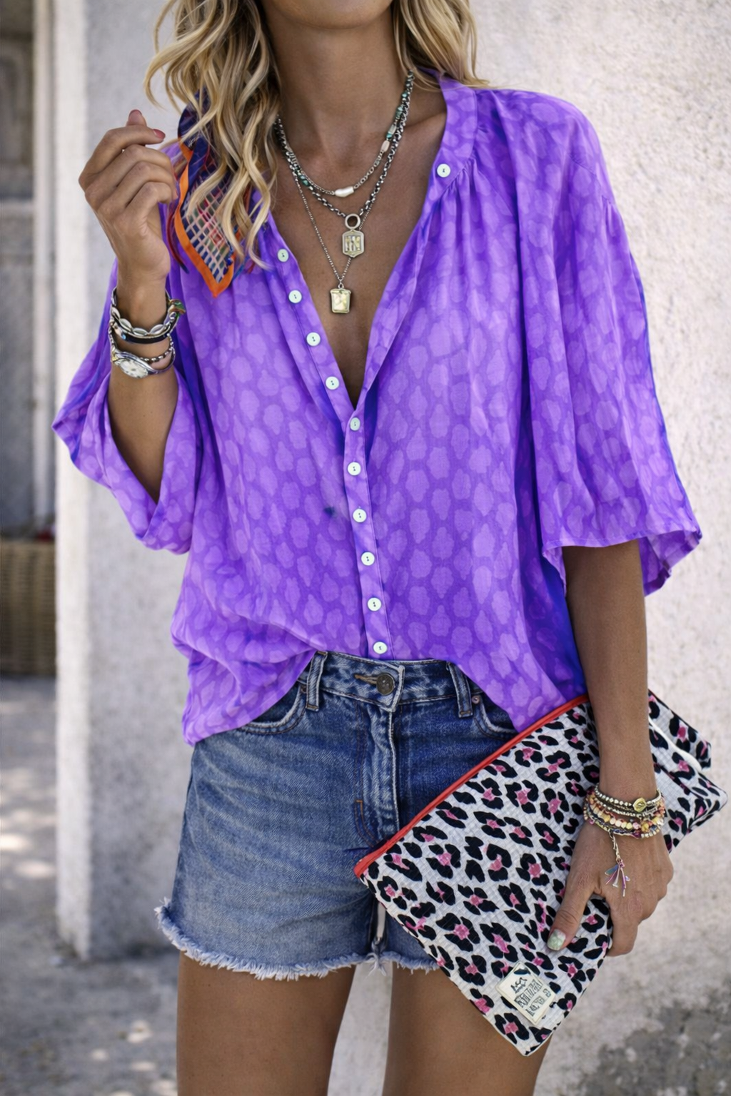 Chic Print Lantern Sleeve Shirt by Elizabeth Ainsley