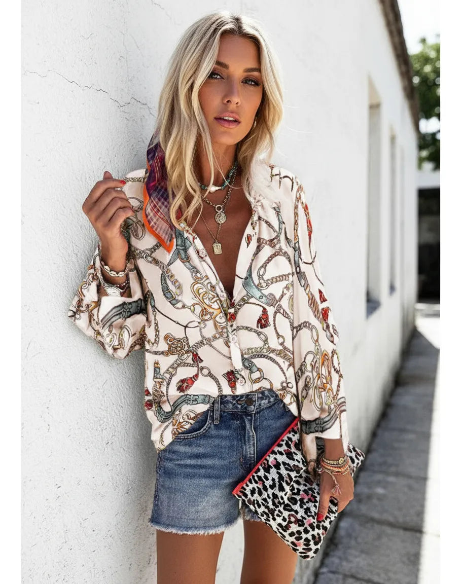 Vibrant Printed Elizabeth Ainsley Street Style Shirt