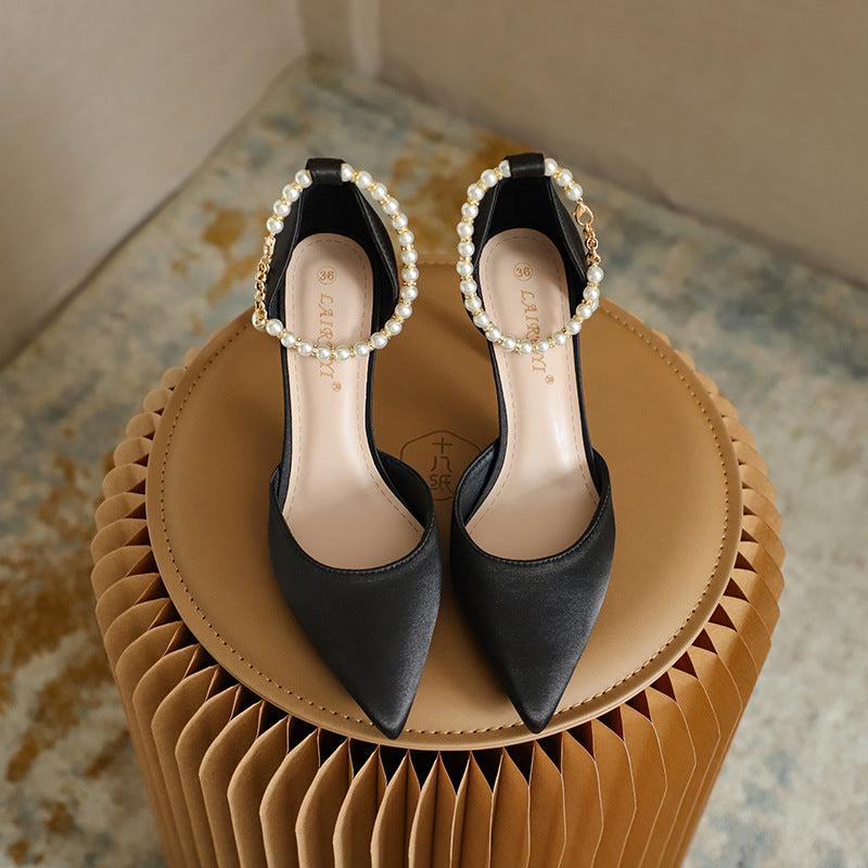 Elegant Elizabeth Ainsley Satin Tassel Stiletto Heels