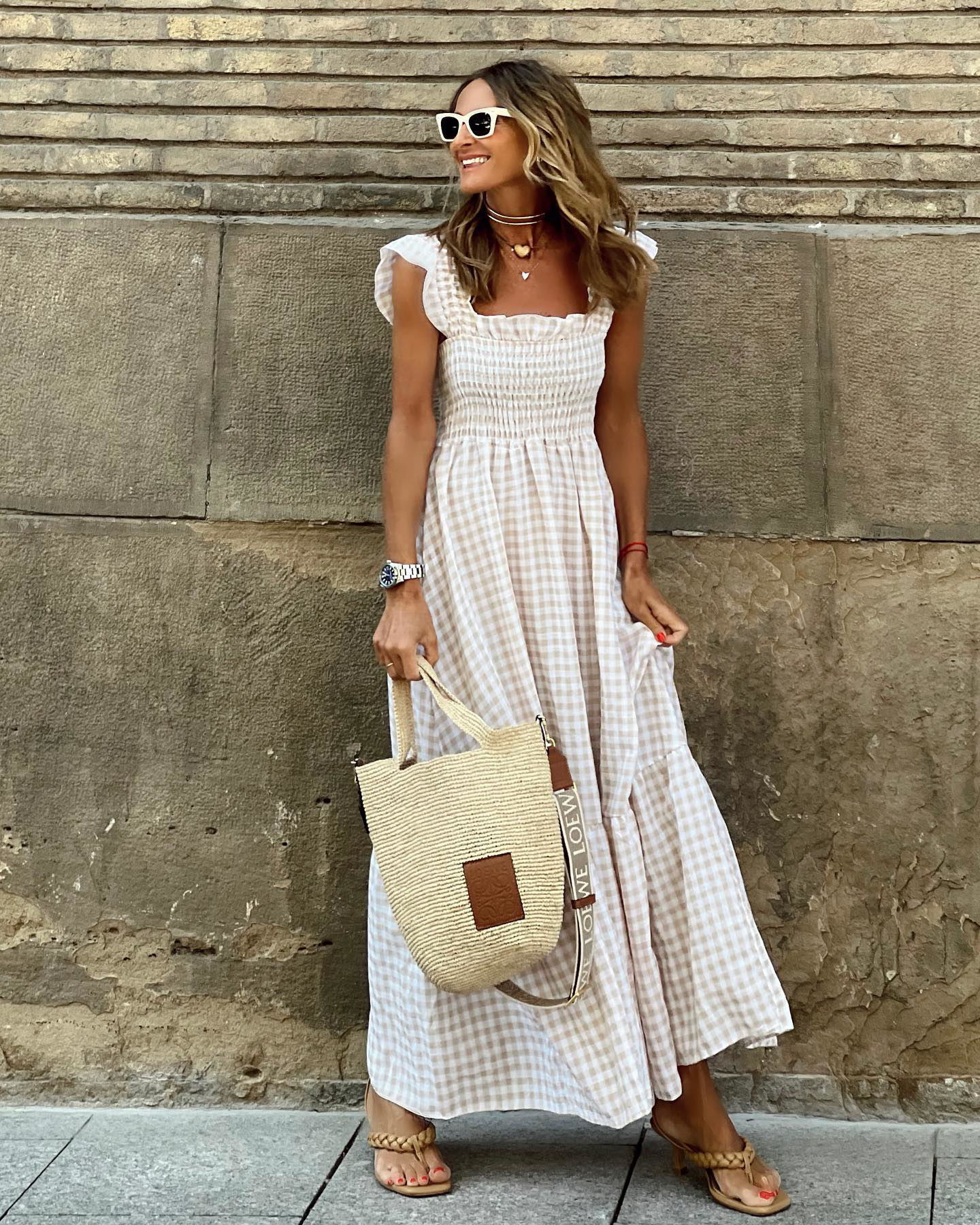 Plaid Ruffle Maxi Dress by Elizabeth Ainsley