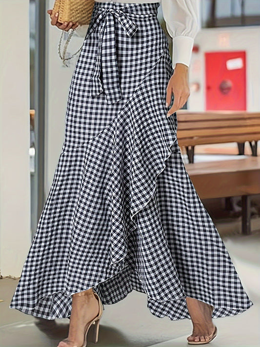 Plaid Ruffle Maxi Skirt by Elizabeth Ainsley