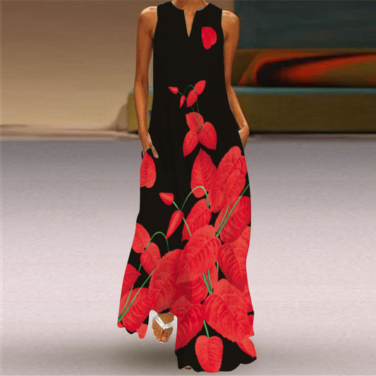 Vibrant Printed Maxi Dress Elizabeth Ainsley Sleeveless