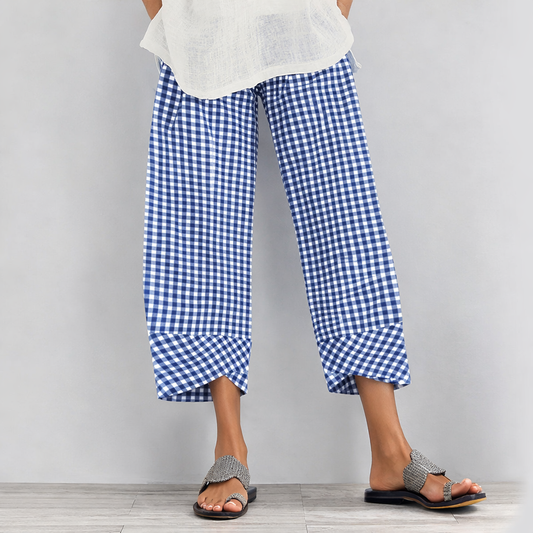 Versatile Checkered Cropped Pants by Elizabeth Ainsley