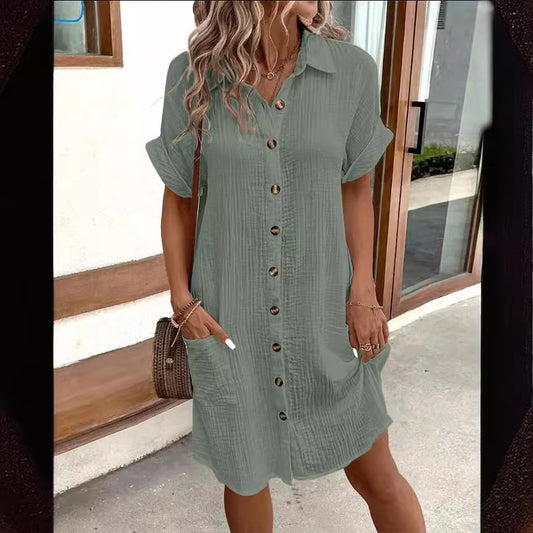 Chic Short Sleeve Shirt Dress by Elizabeth Ainsley