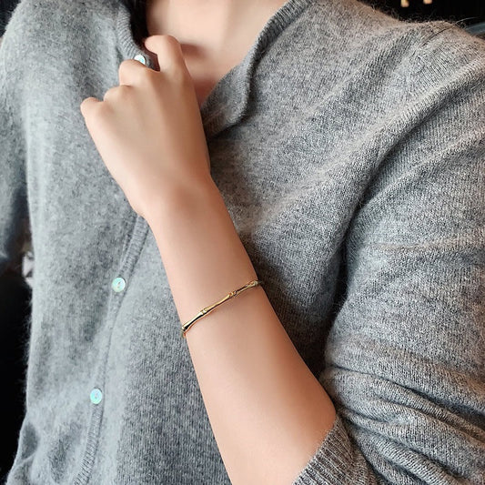 Textured Open Cuff Bracelet with Sculpted Segment Design