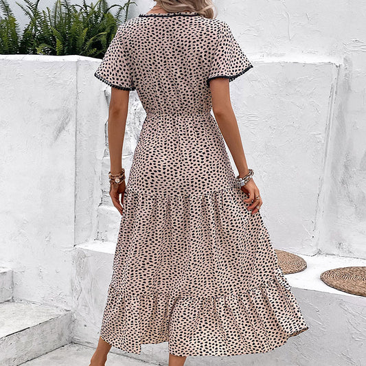 Leopard Print V-Neck Dress Elizabeth Ainsley