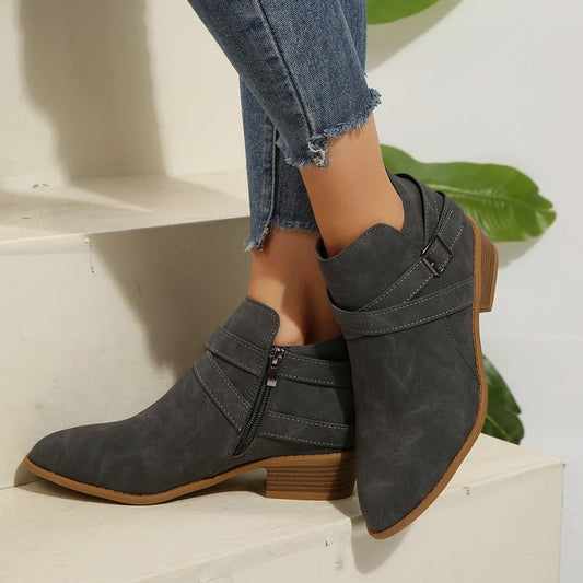 Elizabeth Ainsley Ankle Boots - Chunky Heel Leather Comfort
