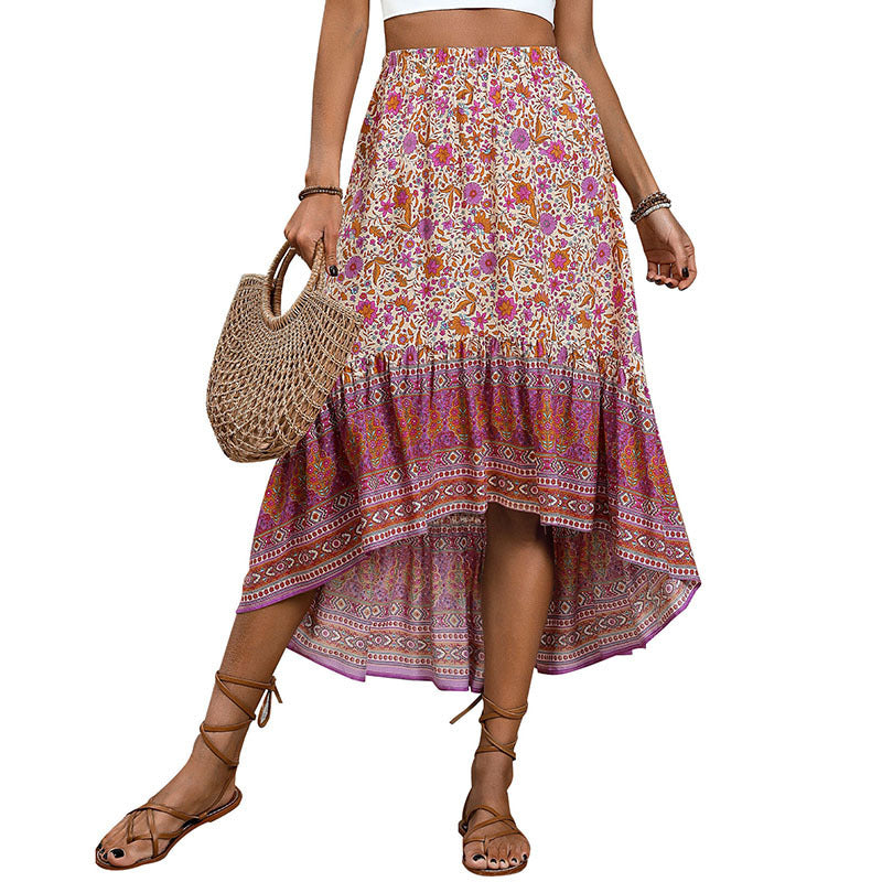 Boho Floral Elizabeth Ainsley A-Line Cotton Skirt