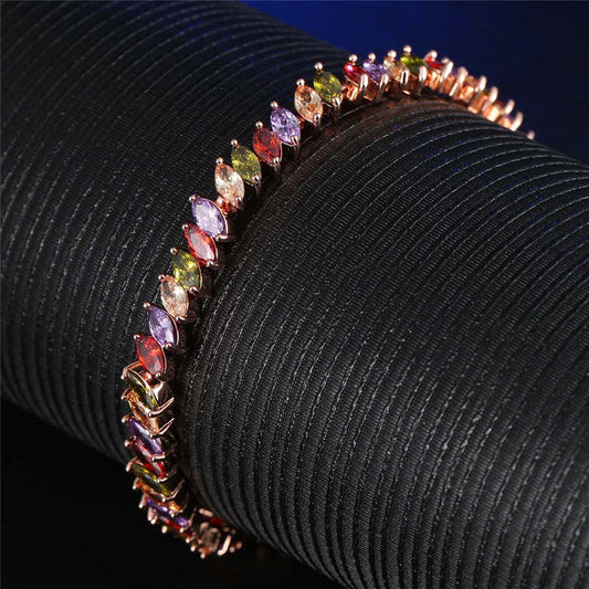 Marquise Stone Line Bracelet with Elegant Linked Design