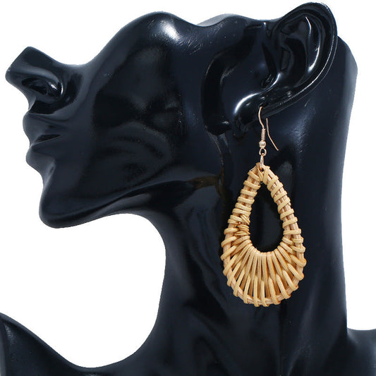 Handmade Rattan Teardrop Earrings