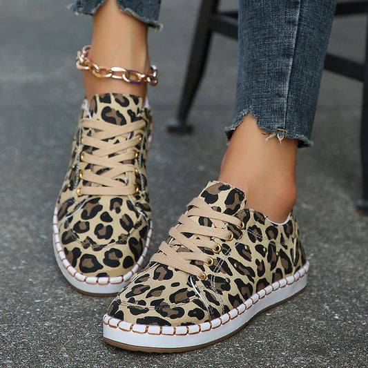 Leopard Print Elizabeth Ainsley Canvas Sneakers