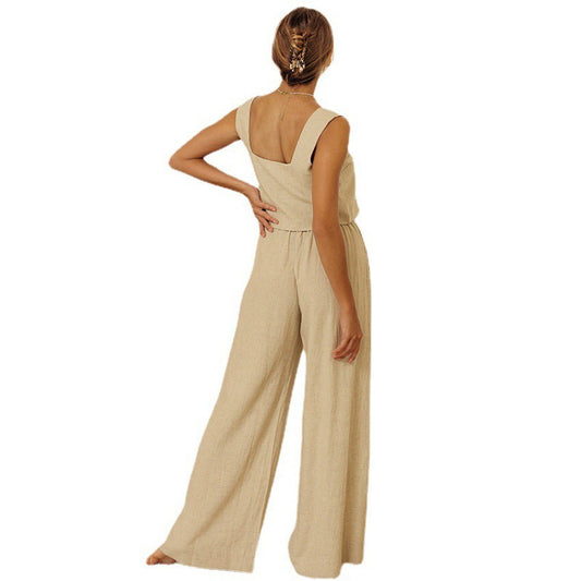 Relaxed Cotton Linen Vest Set by Elizabeth Ainsley