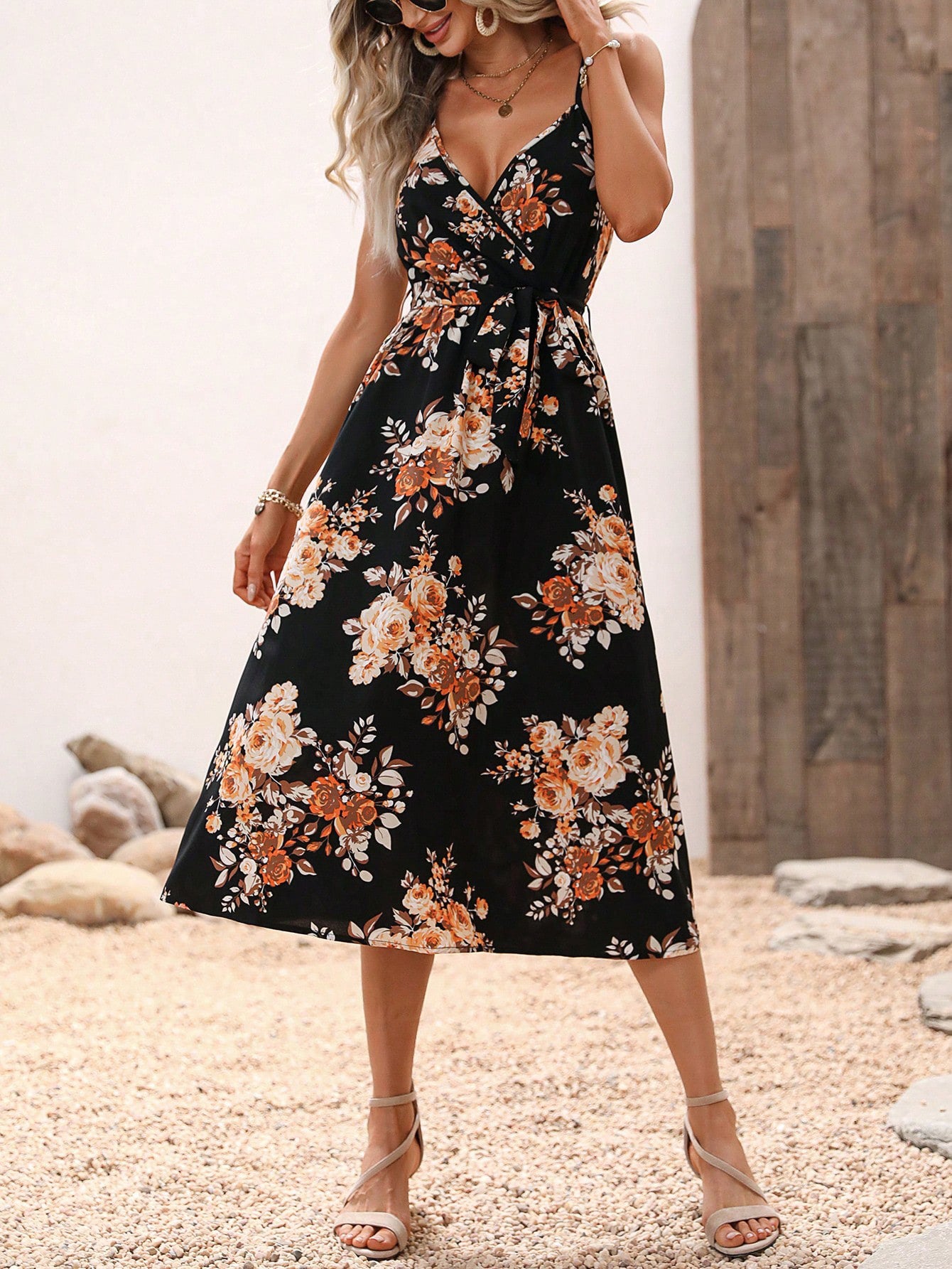 Floral Printed Elizabeth Ainsley Summer Midi Dress
