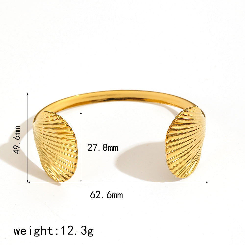 Coastal-Inspired Open Cuff Bracelet with Sculpted Motif