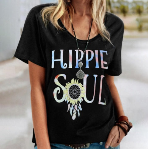 Hippie Soul Elizabeth Ainsley Floral Crew Neck Tee