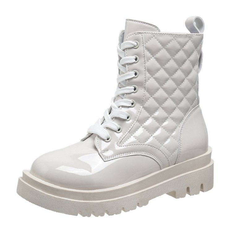 Elizabeth Ainsley Quilted Platform Boots - Thick Heel