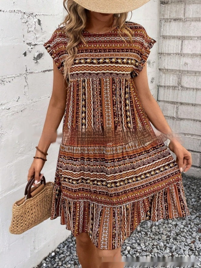 Boho Patchwork Elizabeth Ainsley Summer Midi Dress