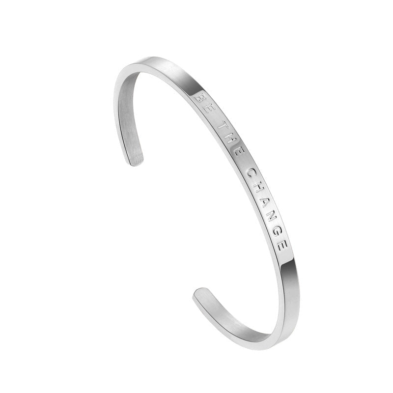 Engraved Open Cuff Bracelet with Inspirational Message