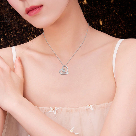 Sterling Silver Heart Cross Necklace
