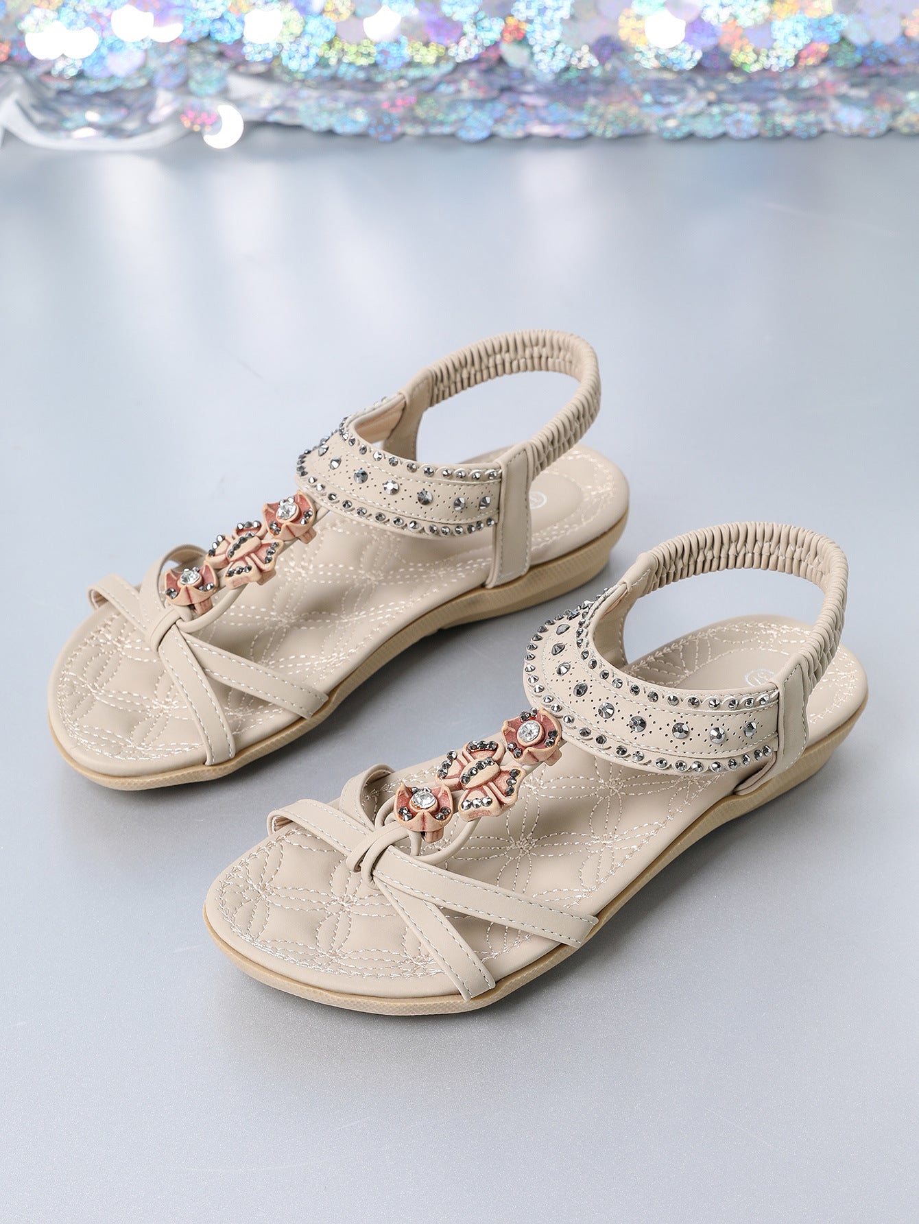 Chic Diamond Flat Sandals by Elizabeth Ainsley