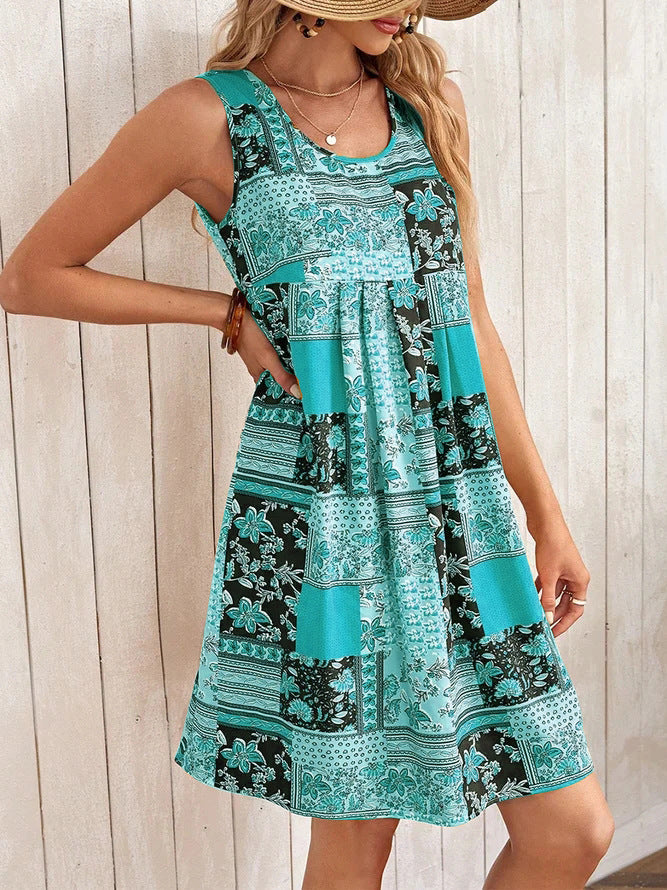 Printed A-Line Sleeveless Dress by Elizabeth Ainsley