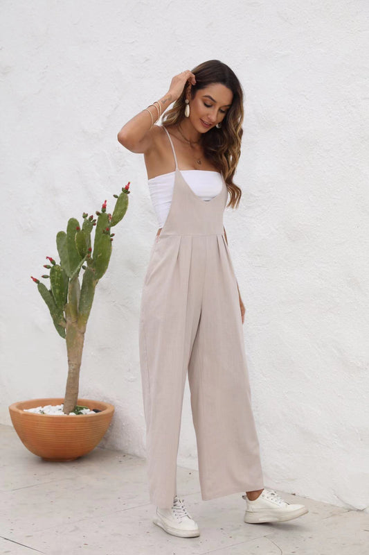 Chic Linen Blend Elizabeth Ainsley Casual Jumpsuit