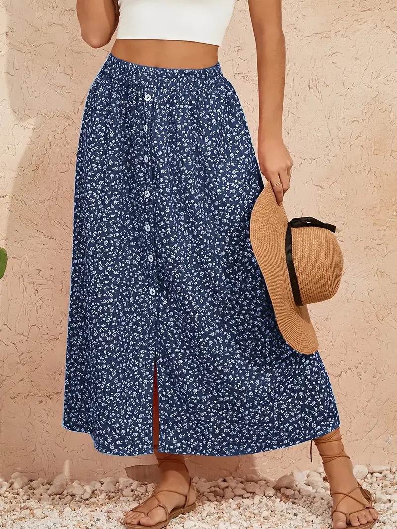 Pastoral Floral A-Line Skirt by Elizabeth Ainsley